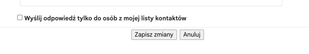 Przyciski Zapisz zmiany i Anuluj na dole ustawień Gmail